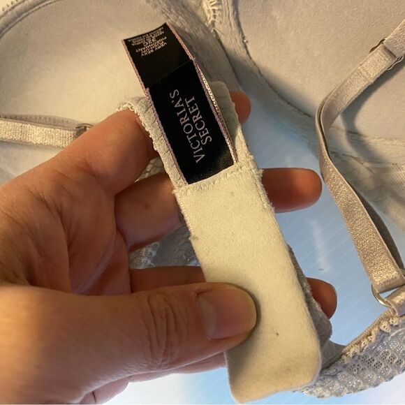 Victoria's Secret Very Sexy gray lace mesh netting Padded Push Up Bra Size 32C - Picture 8 of 10